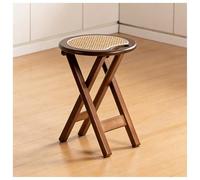 Silla plegable de madera maciza con asas integradas, asiento redondo ancho, soporte de carga resistente, diseño de barra transversal resistente, taburete plegable compacto, solo 5 cm de grosor para un
