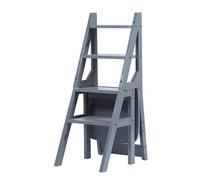Silla plegable de madera maciza de 4 niveles, escalera portátil de 4 peldaños para el hogar, la oficina, la cocina y la biblioteca, taburete multifuncional de madera y estante para plantas, color ma