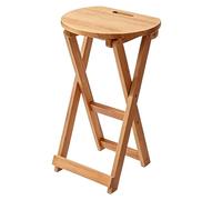 Silla plegable de madera maciza, taburete portátil compacto de 6 cm de grosor con asa de transporte, almohadillas de goma antideslizantes, diseño de riel deslizante suave, mecanismo de palanca fácil