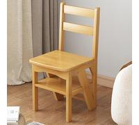 Silla plegable de madera para biblioteca, 2 en 1, ligera, portátil, multifuncional, escalera portátil de biblioteca de 4 escalones para adultos, oficina, hogar, cocina al aire libre