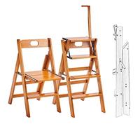 Silla plegable de madera para biblioteca, escalera plegable de 4 niveles, portátil, para interiores y exteriores, diseño 2 en 1 (color: A: tamaño: 82 x 43 x 57 cm)