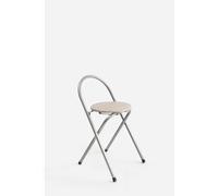 Silla Plegable de Metal y Madera - 65 x 38 x 39 cm - Plata/Madera Clara - CONJUNTO: Pack 4