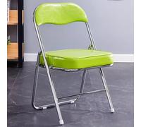 Silla plegable de piel gruesa con amortiguación de alta densidad, diseño que ahorra espacio para uso doméstico, cómoda y elegante (color: verde)