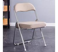 Silla plegable de piel gruesa con amortiguación de alta densidad, diseño que ahorra espacio para uso doméstico, cómoda y duradera (color: caqui)