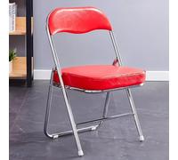 Silla plegable de piel gruesa para uso doméstico, diseño que ahorra espacio con amortiguación de alta densidad, cómoda y duradera (color: rojo)