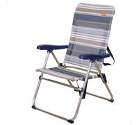 Silla Plegable de Playa Alta Reclinable 5 Posiciones, 47x62x90 Cm, Azul y Gris