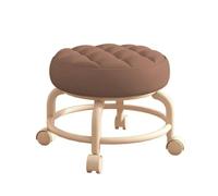 Silla plegable de ratán con respaldo alto con ruedas giratorias de 360°, cómodo taburete de piel sintética, asiento apilable robusto para el hogar y la oficina, color negro, acolchado (café)