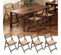 Silla plegable de ratán, silla de respaldo, casa de familia minimalista, Hogar de bambú, silla de sala de estar, respaldo de ocio, silla de comedor,4pcs silla,walnut