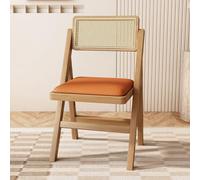 Silla plegable de ratán tejido retro, silla de comedor sin brazos, asiento de sala de té, taburete de respaldo, silla de escritorio interior, diseño elegante y que ahorra espacio para el hogar y la