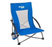 AKTIVE Silla plegable de playa, Tejido poliéster y estructura acero, Azul, Medidas 50 x 51 x 67 cm, Máx. 110 kg, Respaldo transpirable, Incluye funda y posavasos, Ligera y fácil de transportar (62636)