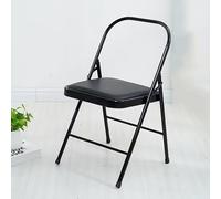 Silla plegable de Yoga y Pilates, auxiliar Iyengar, reforzada, especial para yoga, asiento sólido antideslizante, negro, negro