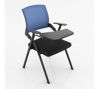 Silla plegable ergonómica de malla con tableta de escritorio de polipropileno de grado alimenticio de alta calidad, fácil almacenamiento, ideal para oficina y uso en el aula (azul)