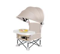 Silla plegable genérica | Aleación de aluminio y Cloth, 15 en x 12.2 x 14.6 in | Portable Travel Booster Seat with Sun Canopy & Removable Tray | Interior Outdoor Camping