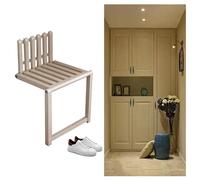 Silla plegable invisible de pared - Taburete delgado de madera maciza, asiento plegable de 90 grados con patas de apoyo, perfecto para baño, balcón, sala de estar, dormitorio y oficina (color madera