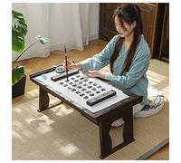 Silla plegable japonesa vintage con patas plegables, mesa de meditación y mesa de té, mesa de café baja multifuncional para laptop, muebles antiguos (marrón, 50 x 30 x 23 cm)