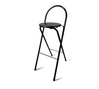 Silla plegable ligera con respaldo de 30in High Bar Stool portátil antideslizante silla de comedor sin ensamblaje ideal para cocina sala de estar y bar (Black 75cm)