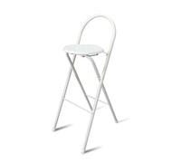 Silla plegable ligera con respaldo portátil de alta barra de 60/24 pulgadas no requiere ensamblaje almohadillas antideslizantes ideales para cocina comedor sala de estar y bar (blanco)