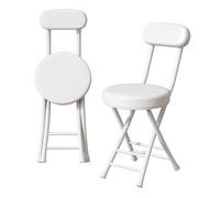 Silla Plegable Ligera Portatil Pack de 2 Metal Ahorra Espacio Taburete Plegable Cocina con Respaldo No Requiere Montaje para Exterior Jardín o Terraza Silla Playa(White)