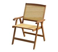 Silla Plegable Madera, Banqueta Plegable con Respaldo y Reposabrazos Transpirables, Portátil y Duradera para Dormitorio, Sala de Estar, Cocina(Small)