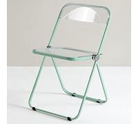 Silla plegable moderna de acrílico transparente, diseño invisible único, asiento ligero de plástico de policarbonato para sala de estar, color verde transparente