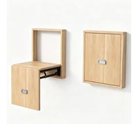 Silla Plegable Montada En La Pared, Reposapiés Oculto For Zapatero Puerta | Asiento Pared Oculto Que Ahorra Espacio, Asiento Extra Ancho, Capacidad 330 Libras, For Puerta, Baño, Pasillo(Brown)