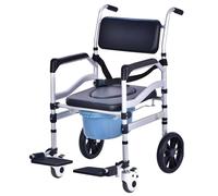 Silla plegable móvil con altura ajustable, reposapiés abatible y ruedas, silla de ruedas de transporte multifunción para ancianos y discapacitados, tipo A