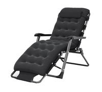 Silla plegable negra para exteriores con respaldo ajustable y reposabrazos para jardín, terraza, camping, playa