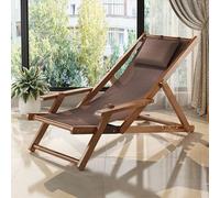 Silla plegable para césped con respaldo ajustable y reposabrazos ancho para jardín, patio, piscina y playa, color marrón