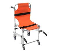 Silla plegable para escaleras de emergencia, silla de ruedas, silla plegable de transporte, 2 ruedas universales con desbloqueo+2 ruedas universales con cerradura (naranja)