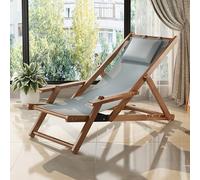 Silla plegable para exteriores con respaldo ajustable y reposabrazos ancho, junto a la piscina, patio, jardín, playa, marrón y blanco