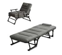 Silla plegable para patio, reclinable portátil de 6 marchas, con estera y reposacabezas para camping, playa, salón, oficina, etc