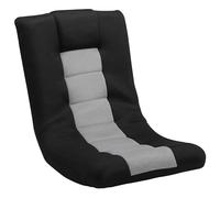 Silla plegable para suelo HOMCOM, sofá de tela de malla con respaldo ajustable, asiento ancho, base giratoria y estructura metálica, sillón reclinable para meditar, leer o jugar, color negro.