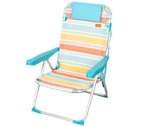 Silla Plegable Playa Aluminio Antivuelco 5 Posiciones, 48x60x90 Cm, Rayas Multicolor