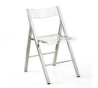 Silla Plegable Playa Ligera Plástico con Estructura de Acero Inoxidable Taburete Plegable Portatil Jardin con Respaldo Fácil de Limpiar para Cocinas Terrazas Eventos y Oficinas(Clear)