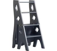Silla plegable portátil con función de escalera, construcción ligera de madera de pino, fácil de montar, asiento clásico para sala de estar, diseño versátil y de piel lisa