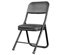 Silla plegable portátil con respaldo, diseño compacto, asiento acolchado de piel sintética, marco de metal, comodidad ergonómica para oficina, sala de conferencias, cocina, comedor, sala de estar