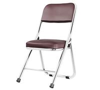 Silla plegable portátil con respaldo, diseño compacto, asiento acolchado de piel sintética, marco de metal, comodidad ergonómica para oficina, sala de conferencias, cocina, comedor, sala de estar
