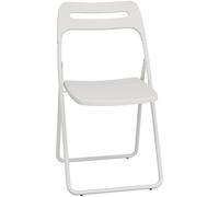 Silla plegable portátil para oficina y jardín, asiento de conferencias para interiores, ligero, con asa, color blanco, tamaño: 42 x 48 x 80 cm, compacta y fácil de almacenar