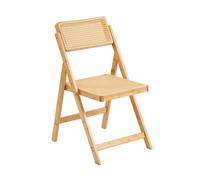 Silla plegable portátil para uso en interiores, respaldo ajustable, no requiere montaje, diseño de ratán, perfecto para sala de estar, estudio, dormitorio (natural)