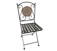 Silla Plegable Prato Negra Recubierta De Polvo Metal Mosaico Hecho A Mano Macizo