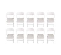 Silla Plegable Premium con Estructura Metálica y Asiento Acolchado en Polipiel PU. Respaldo Ergonómico de para Eventos, Oficina y Hogar. Diseño Moderno y Resistente (80x44x43,5 cm) (10, Blanco)