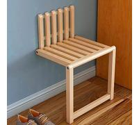 Silla plegable, taburete de bambú macizo montado en la pared para baño, balcón, porche y ducha
