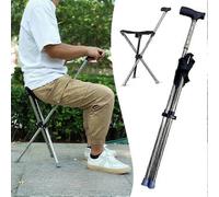 Silla plegable tipo bastón para personas mayores y discapacitadas, bastón ajustable de alta resistencia con asiento para exteriores, e