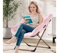Silla Plegable Tipo Plato Para Adultos, Asiento Lounge De Piel Sintética Suave, Estructura Metálica Resistente Sin Montaje, Patas Doradas, Para Dormitorio, Salón, Estudio, Espacios Reducidos, Piel ros