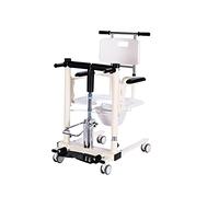 Silla PortáTil de Transferencia Pacientes Silla de traslado con ruedas, elevador de respaldo eléctrico ajustable para cama, portátil, con asiento dividido y orinal, respaldo alto, cómoda de