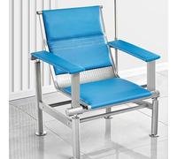 Silla profesional de flebotomía médica de cuero con reposabrazos y marco de acero, ideal para extracción de sangre, clínicas y laboratorios de investigación