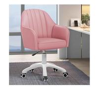 Silla PU Cuero Silla de oficina en casa con ruedas Modern 360 ° Silla de escritorio giratoria de 3 cm Tarea de ajuste de altura para el estudio de la sala de estar de la oficina domiciliaria (rosa)