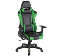 Silla Racing Miracle V2 en Cuero PU I Silla Gaming Regulable en Altura I Silla Gamer con 2 Cojínes Removibles I Silla Ordenador I Color:, Color:Negro/Verde