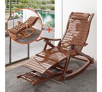 Silla reclinable, 5 velocidades ajustables, capacidad de 200 kg, mecedora multifuncional, silla de salón tapizada de bambú para uso en exteriores