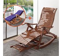 Silla reclinable, 5 velocidades ajustables, capacidad de 200 kg, mecedora multifuncional, silla de salón tapizada de bambú para uso en exteriores